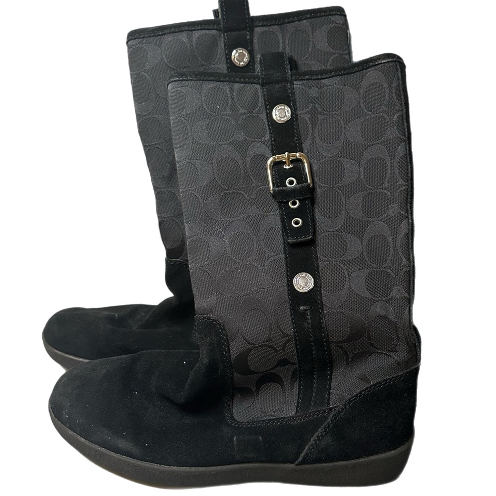 Authentic Coach black boots, warm and comfy, silver accents, size 8B